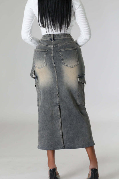 Pocket Maxi Denim Skirts