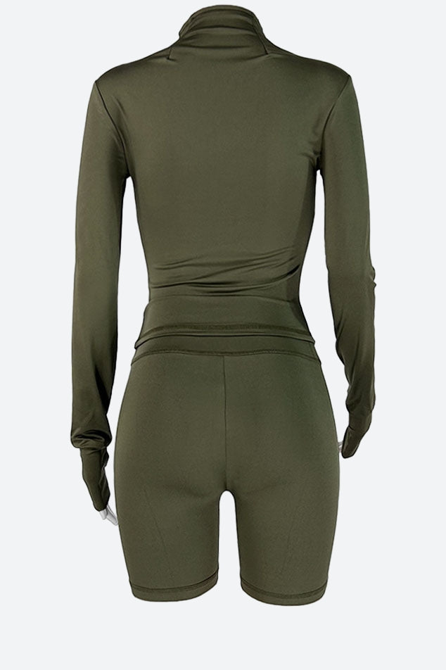 Long Sleeve Crop Top and Shorts Set