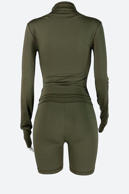 Long Sleeve Crop Top and Shorts Set