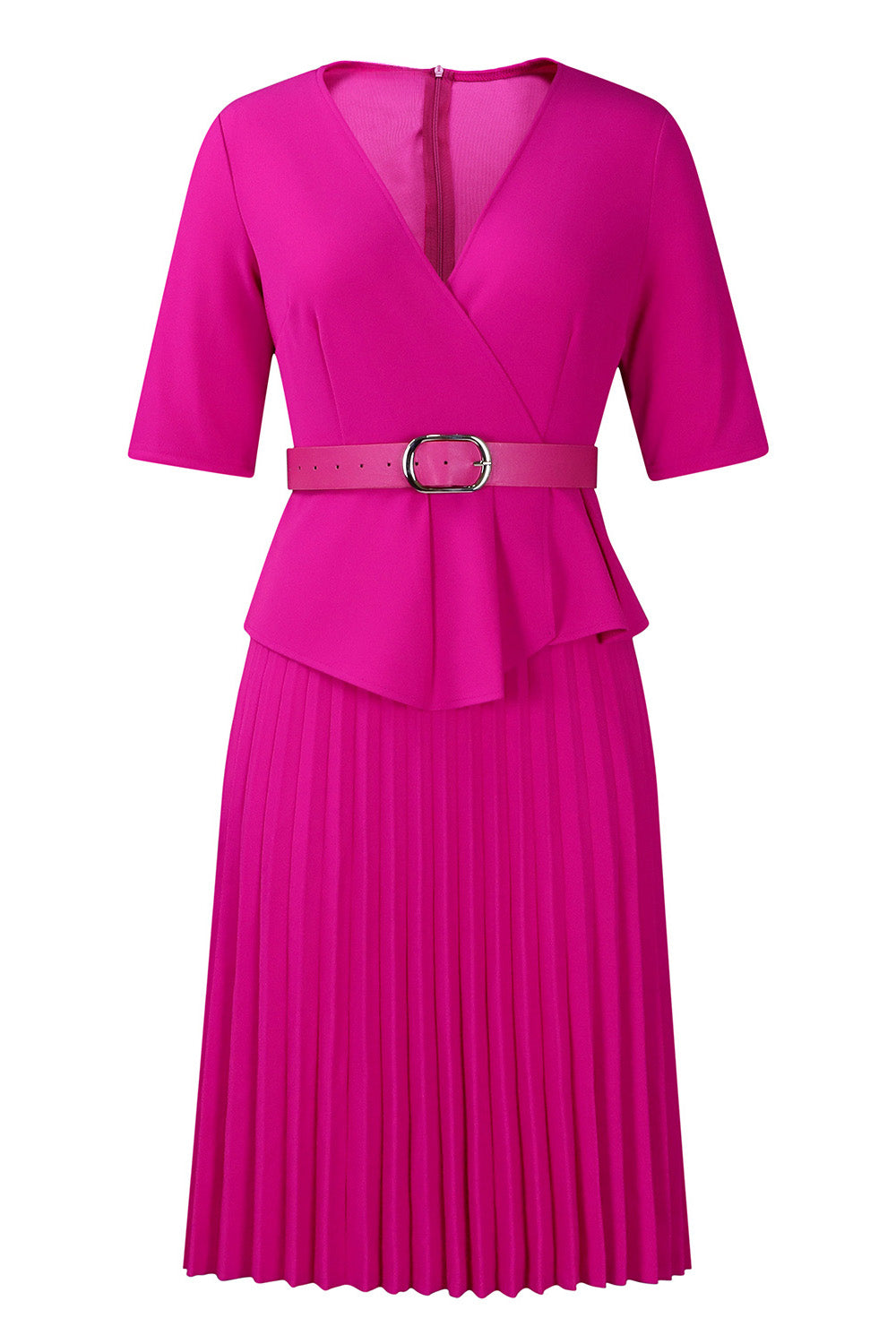 Elegant V-Neck Pleated Dress