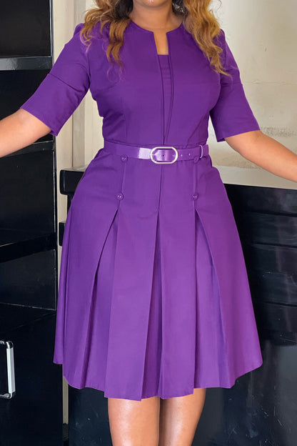 Solid Color Midi Dress