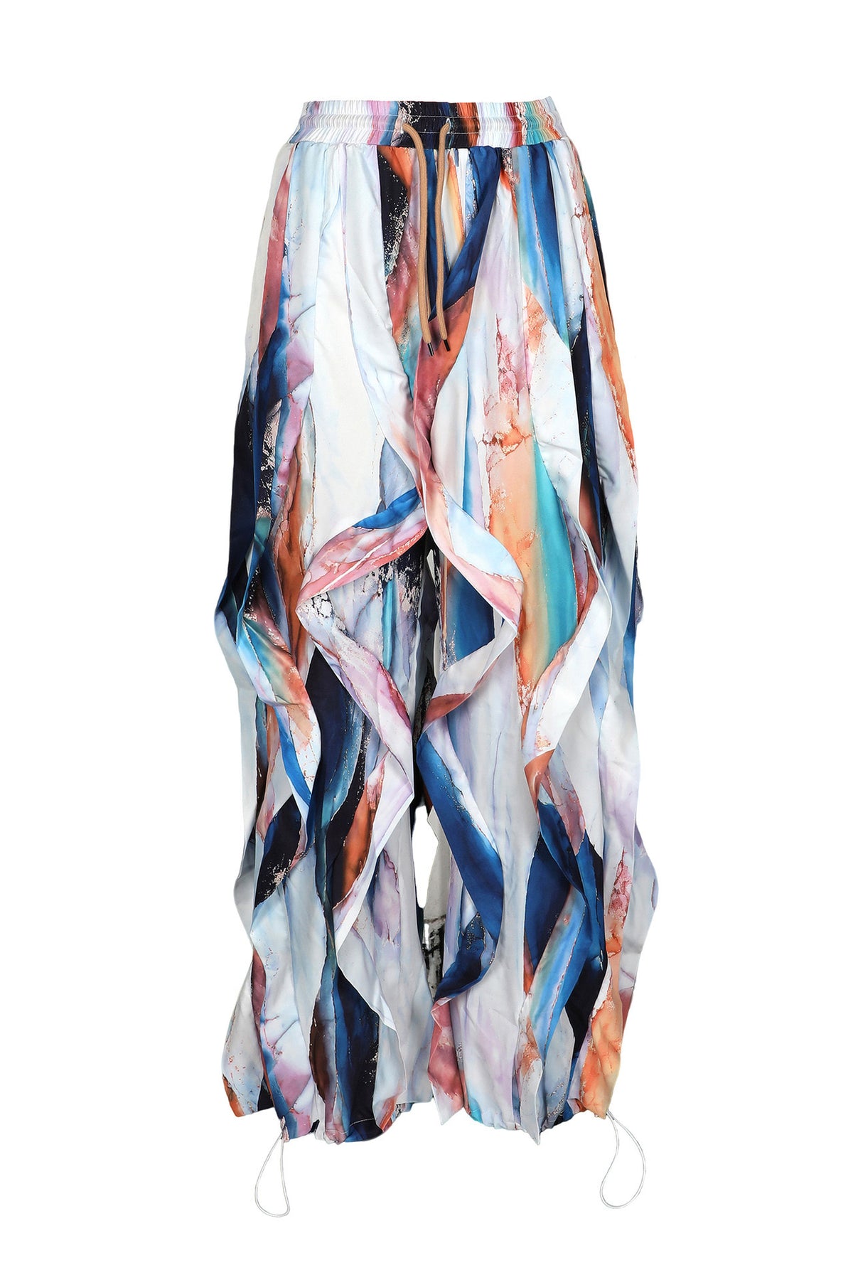 Statement Layered Ruffle Drawstring Harem Pants