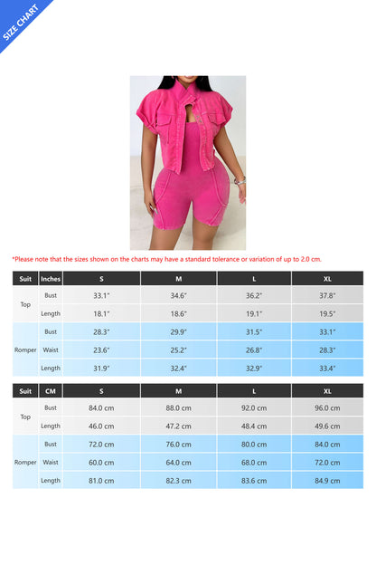 Vintage Washed Rompers & Jacket Set