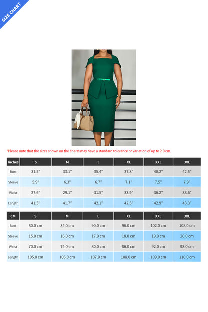 Square Neck High Waist Pencil Dress