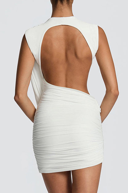 Asymmetrical Backless Tie Detail Dress