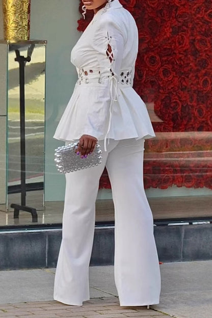 Slim Fit Eyelet Lace-Up Blazer Set