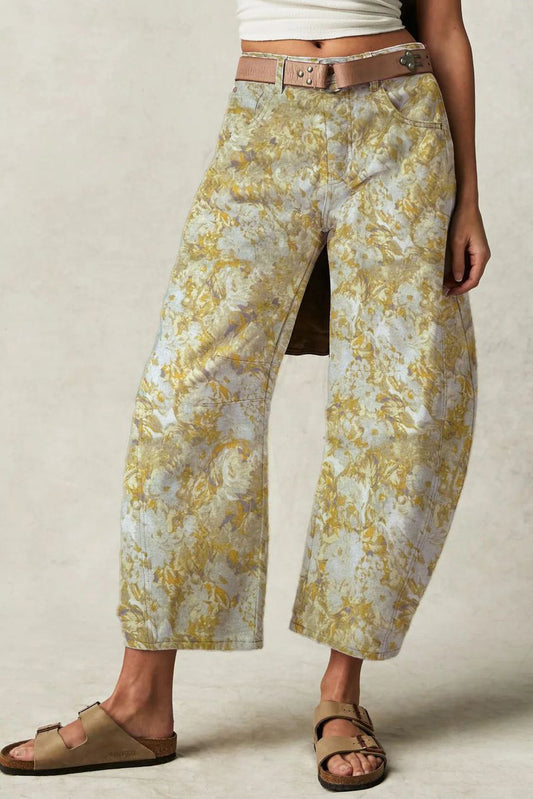Vintage Floral Relaxed Barrel Leg Jeans