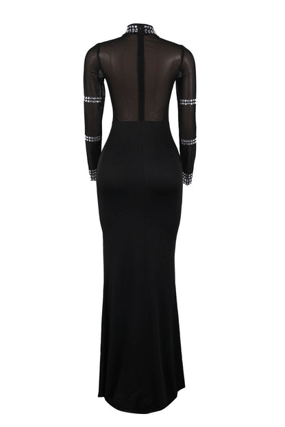 V-Neck Long Sleeve Split Hem Dress