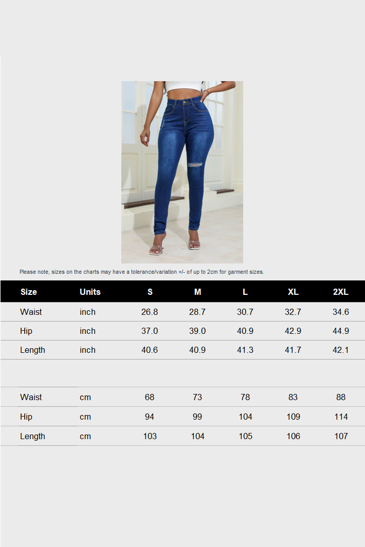 High Waisted Skinny Ripped Jeans