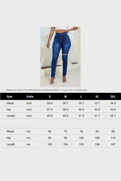 High Waisted Skinny Ripped Jeans