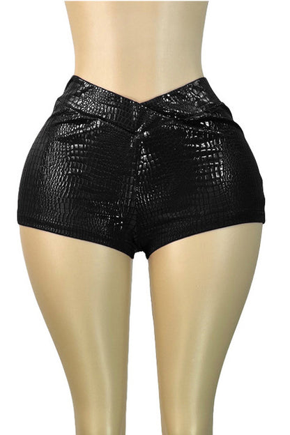 Stretch Faux Leather Bodycon Shorts