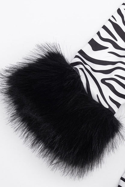 Zebra-Print Plush-Trim Capri Jumpsuit