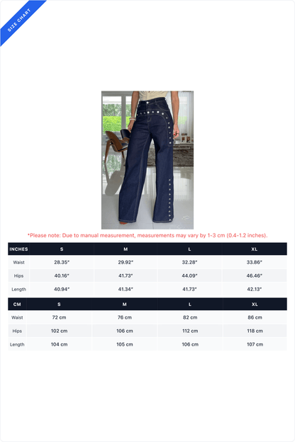 High-Rise Studded Wide-Leg Jeans