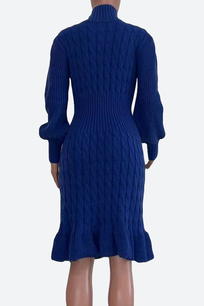 Ruffled Knitted Turtleneck Dresses