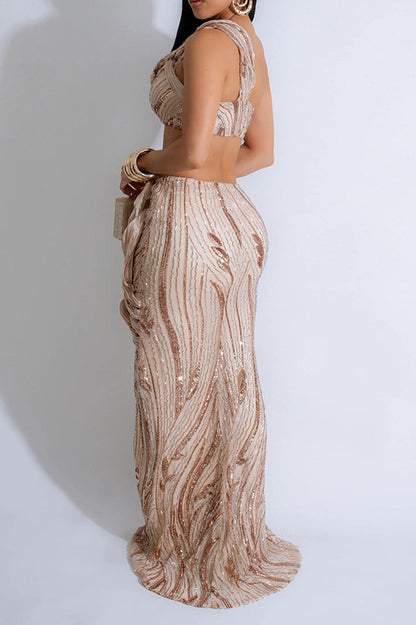 Sleeveless One-Shoulder Crop Top & Skirt Set