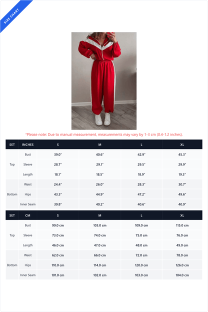 Colorblock Zip Jacket Wide Leg Pants Set