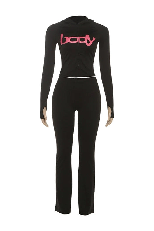 Zip Up Long Sleeve Top and Pants Set