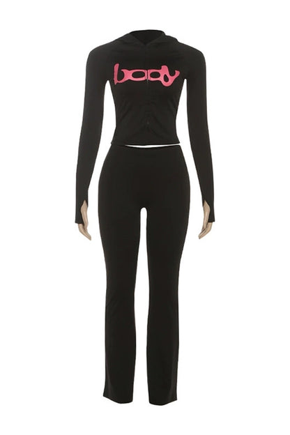 Zip Up Long Sleeve Top and Pants Set