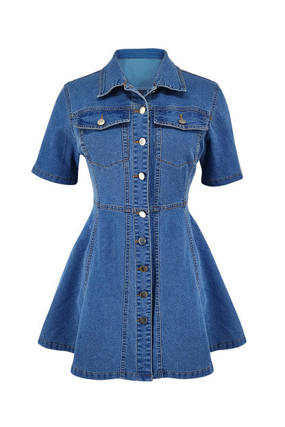 Short Sleeve Denim Mini Dress