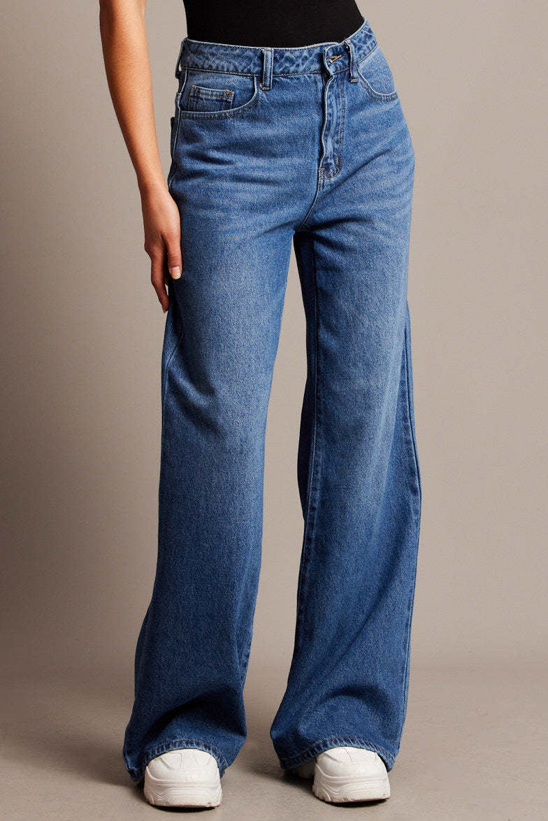 High Waist Loose Wide Leg Straight Jeans