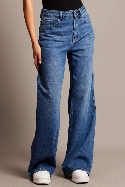 High Waist Loose Wide Leg Straight Jeans