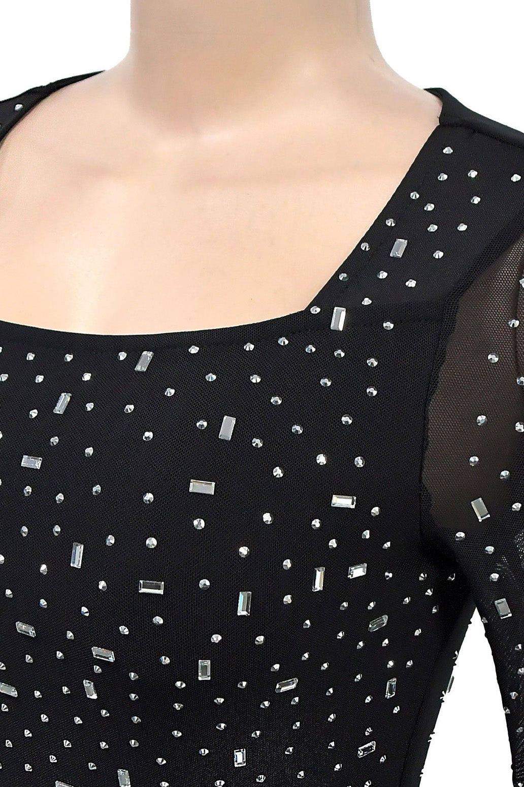 Crystal Embellished Square Neck Maxi Dress