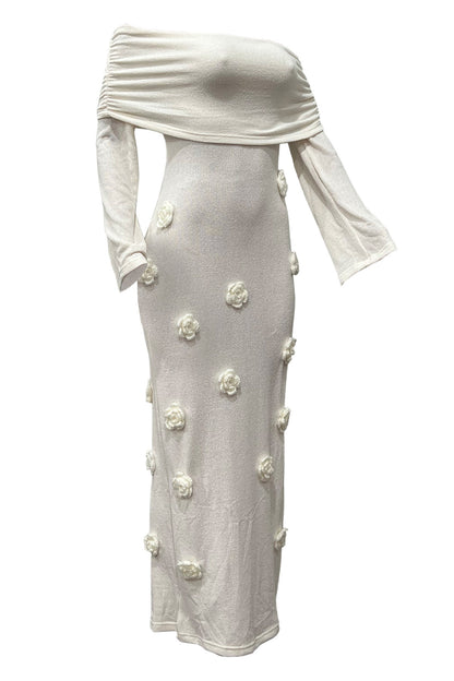 Off Shoulder Knit Maxi Dress
