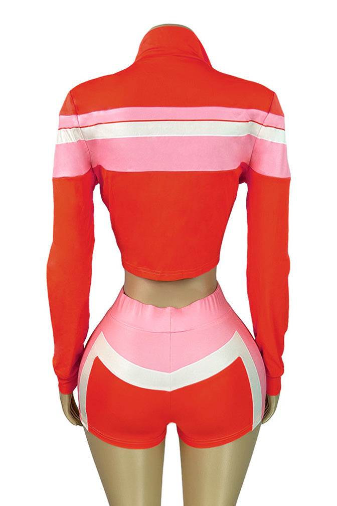 Printed Tie Front Crop Top and Shorts Set