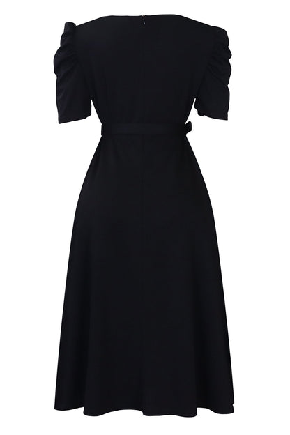 Solid Ruched Midi Dress