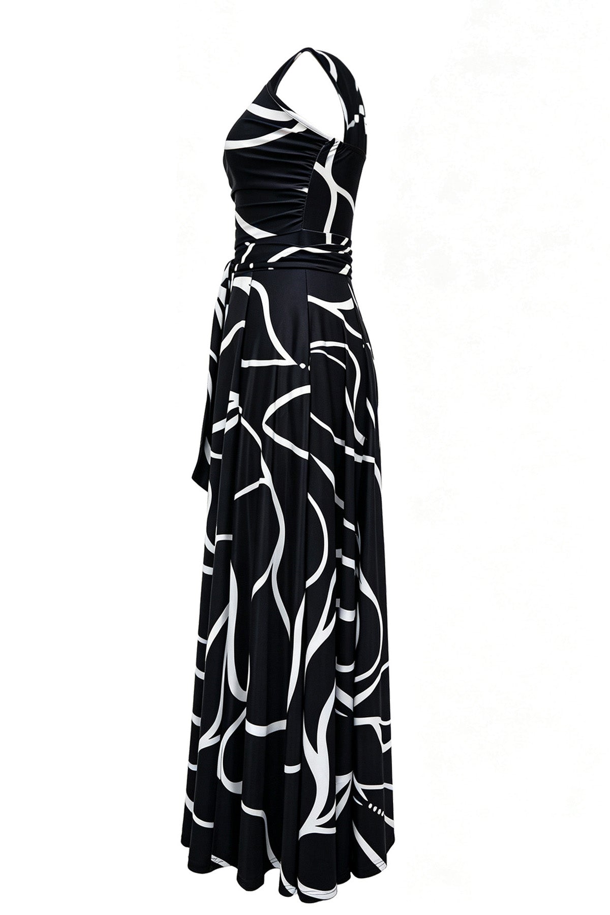 Abstract Asymmetric Maxi Dress