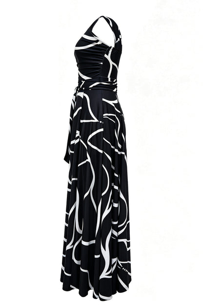 Abstract Asymmetric Maxi Dress