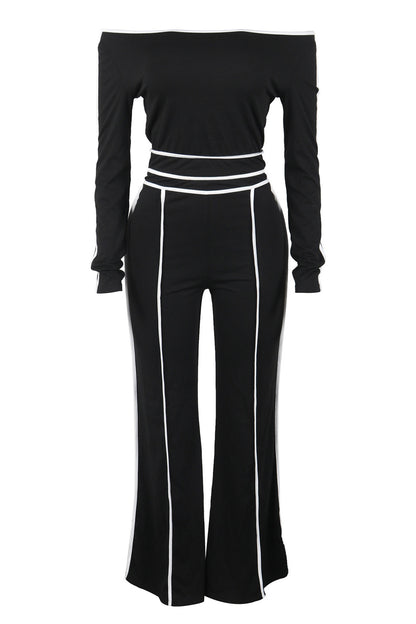 One Shoulder Top and Wide Leg Pants Set