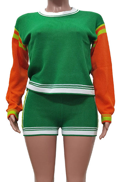 Colorblock Knit Shorts Set