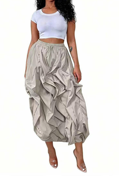 Cascading Ruffle Midi Skirt