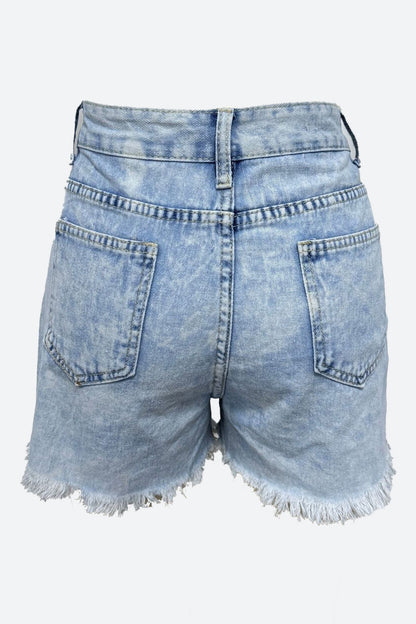 Frayed Hem Destroyed Jean Shorts