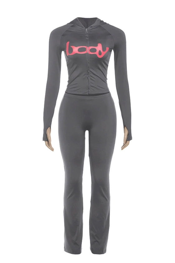 Zip Up Long Sleeve Top and Pants Set