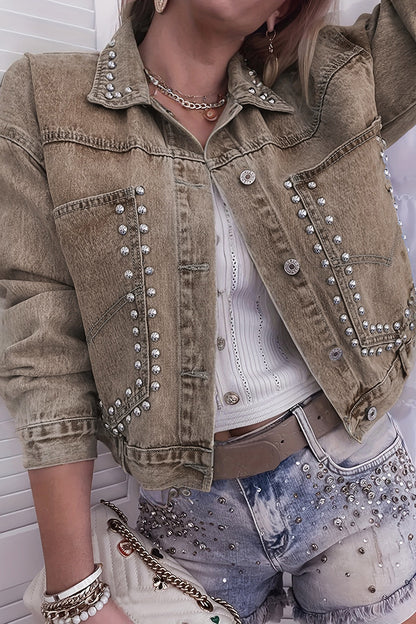 Rivet Studded Pocketed Denim Jacket