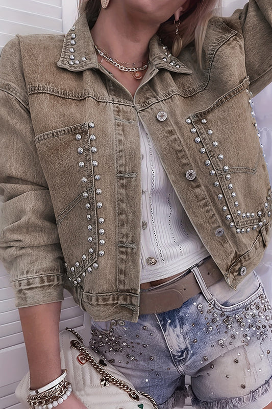 Rivet Studded Pocketed Denim Jacket
