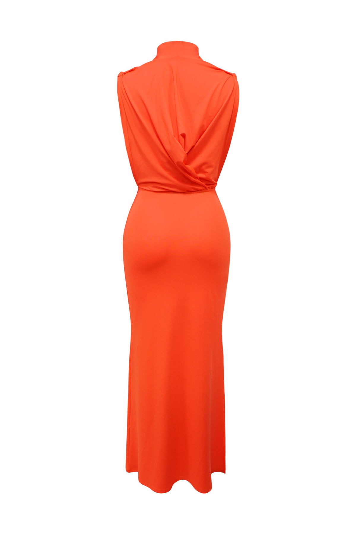 Mock Neck Cutout Ruched Maxi Dress