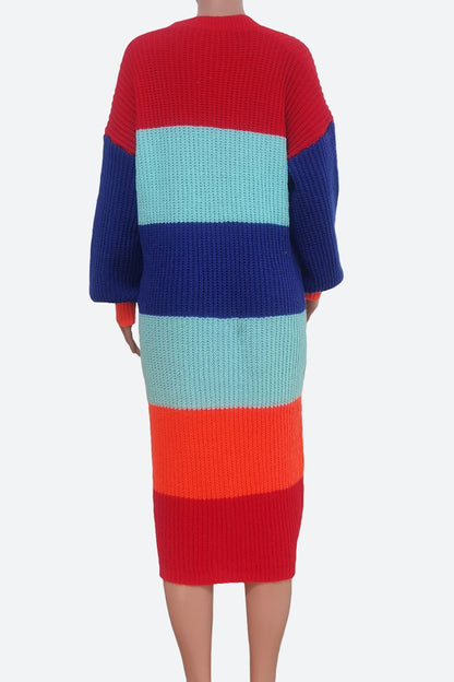 Stripe Knit Cardigan Sweater