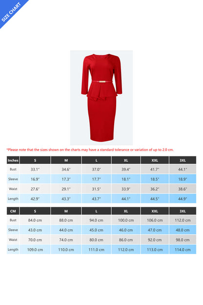 3/4 Sleeve Bodycon Work Dress