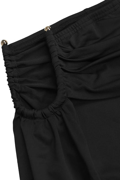 Twist-Front Halter Top & Drape Flare Pant Set