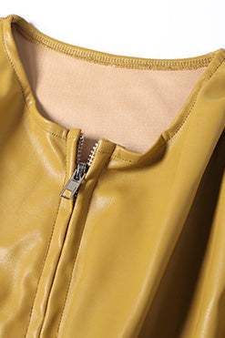Faux Leather Zip-Up Corset Top