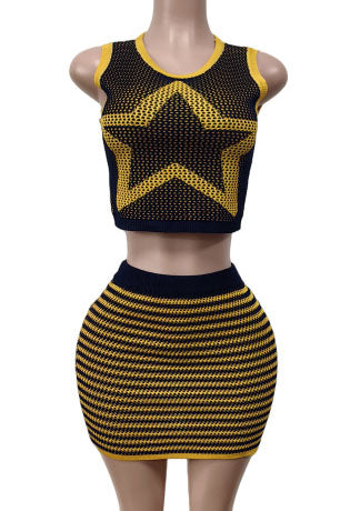 Stretchy Sleeveless Tank Top & Mini Skirt Set