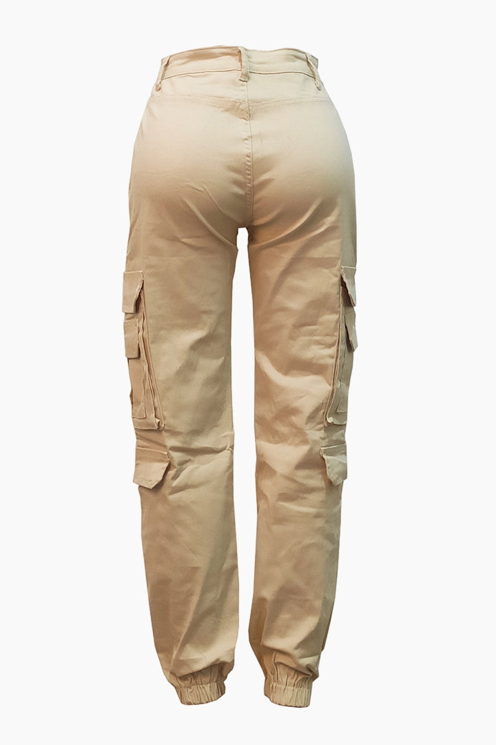 High Rise Cargo Joggers With Pockets