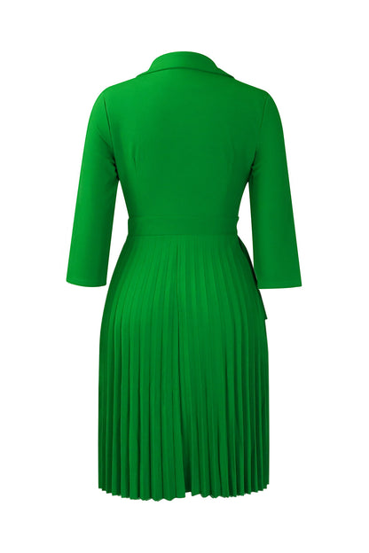 Pleated Blazer Collar Dress