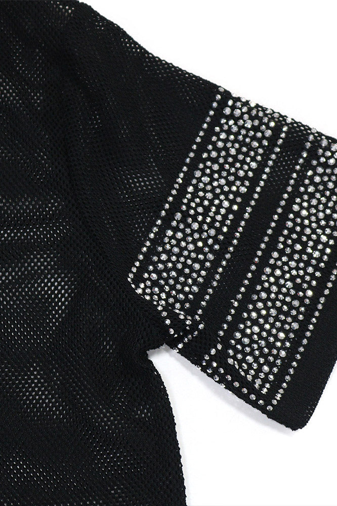 Rhinestone 23 Sheer Mesh Jersey Tunic