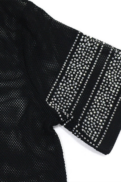 Rhinestone 23 Sheer Mesh Jersey Tunic