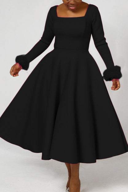 Long Sleeve Square Neck Maxi Dresses