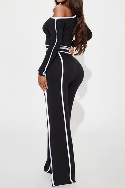 One Shoulder Top and Wide Leg Pants Set